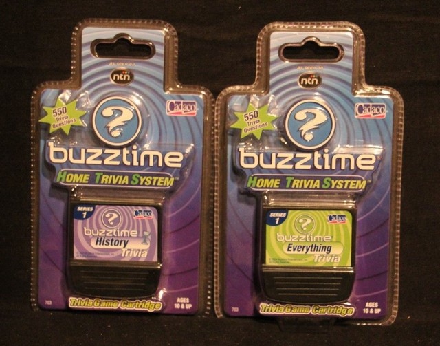 LOT OF 2 SEALED BUZZTIME TRIVIA GAME CARTRIDGES HISTORY EVERYTHING 