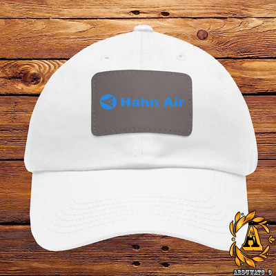 Hahn Air Airlines Logo Dad Hat with Leather Patch Black/White