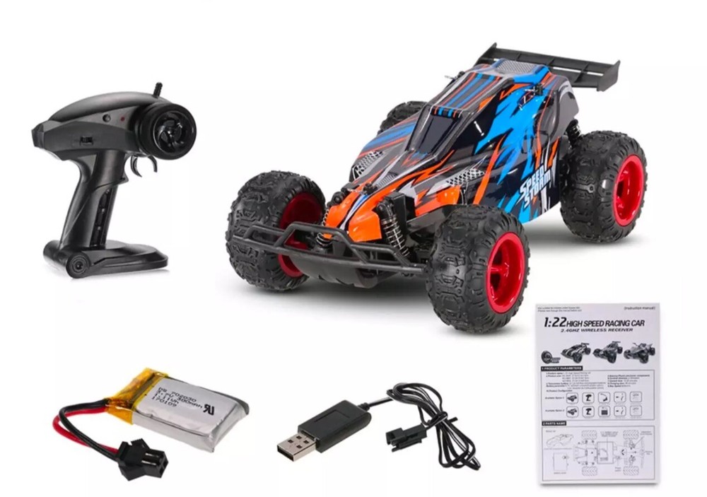 SPEED STORM RC Buggy and Racing Car - 1:22 Scale - 2.4G Remote (9600, Red-Blue)