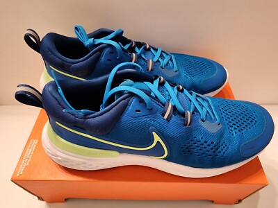 Nike React Miler 2 Size 11.5 Men's CW7121 402 Imperial Blue/Lime Glow-White New 