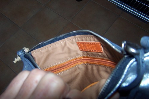 HOBO Blue Pewter Leather Darcy Convertible Crossbody CLUTCH Baguette 9x5.5x1.5 - Picture 9 of 10