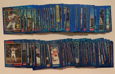 COMPLETE 2023 Topps Heritage BLUE SPARKLE CHROME REFRACTOR 100 CARD SET