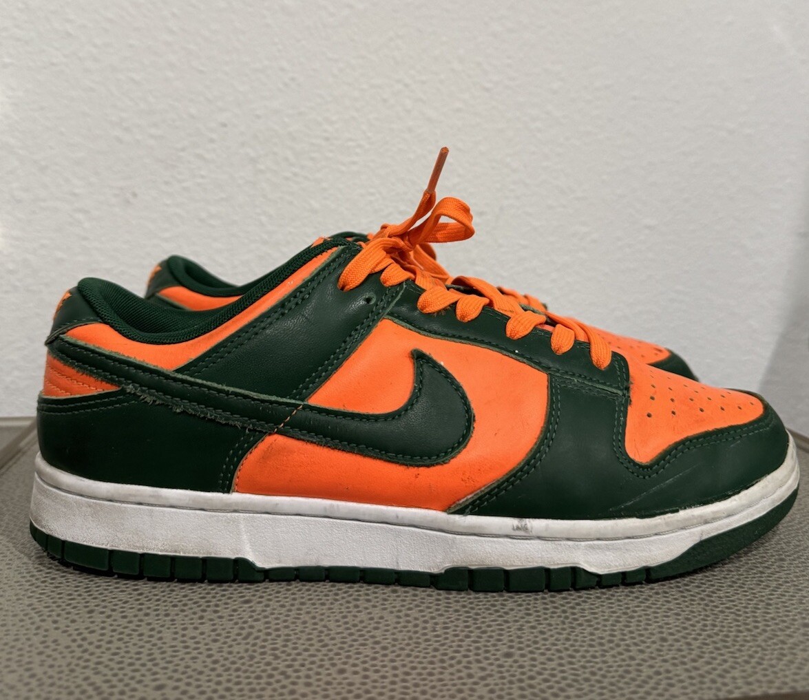 Size 9 - Nike Dunk Low Miami Hurricanes (Damaged - See  display picture 1
