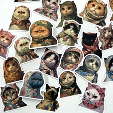 Cats in Kerchiefs Stickers Scrapbooking Planner Junk Journal Card Making