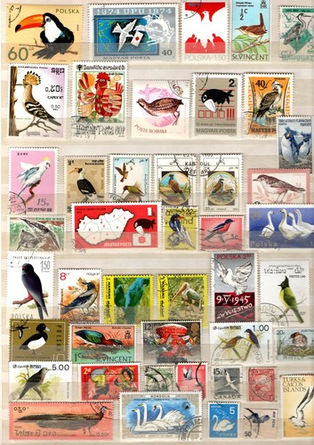 Briefmarken Vögel, kleine Sammlung über 100 Marken