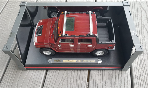 MAISTO 1/18 BURGUNDY H2 HUMMER SUV CONCEPT W OPENING DOORS, HOOD, TAILGATE 36633 - Picture 2 of 12