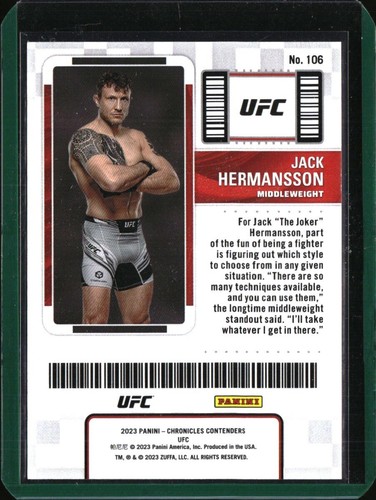2023 Panini Chronicles Contenders UFC Gold #106 Jack Hermansson 4/10 - Picture 2 of 2