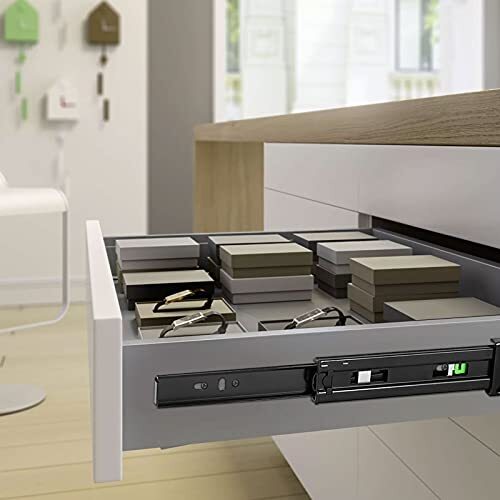 6 PCS 3 Pairs 10 Inches Push to Open Drawer Slides, 3-Fold Full Extension Dra...