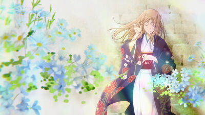 Anime girls natsume reiko fantasy girl flowers plants Playmat Game Mat Desk
