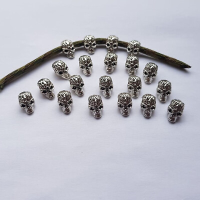Großlochperlen 50 X Skull Totenkopf Metallperlen Perlen Beads Basteln European