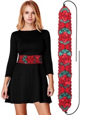 Women Embroidered Mexican Belt for Dress Floral Traditional Fiesta Waist Sash...