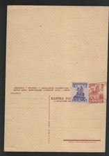 Poland postal stat. card  1956 cp132 a,b card cancelled with new stamp added