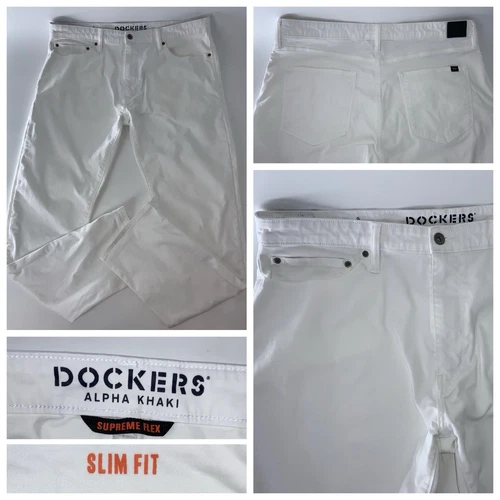 Pantalon slim Dockers Alpha kaki homme 36x32 blanc Supreme Flex YGI P5 104