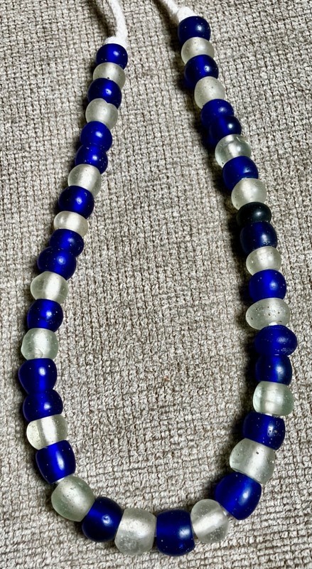 Choice Strand of 43 Medium Antique High-graded Dutch Dogon Glass Trade Beads