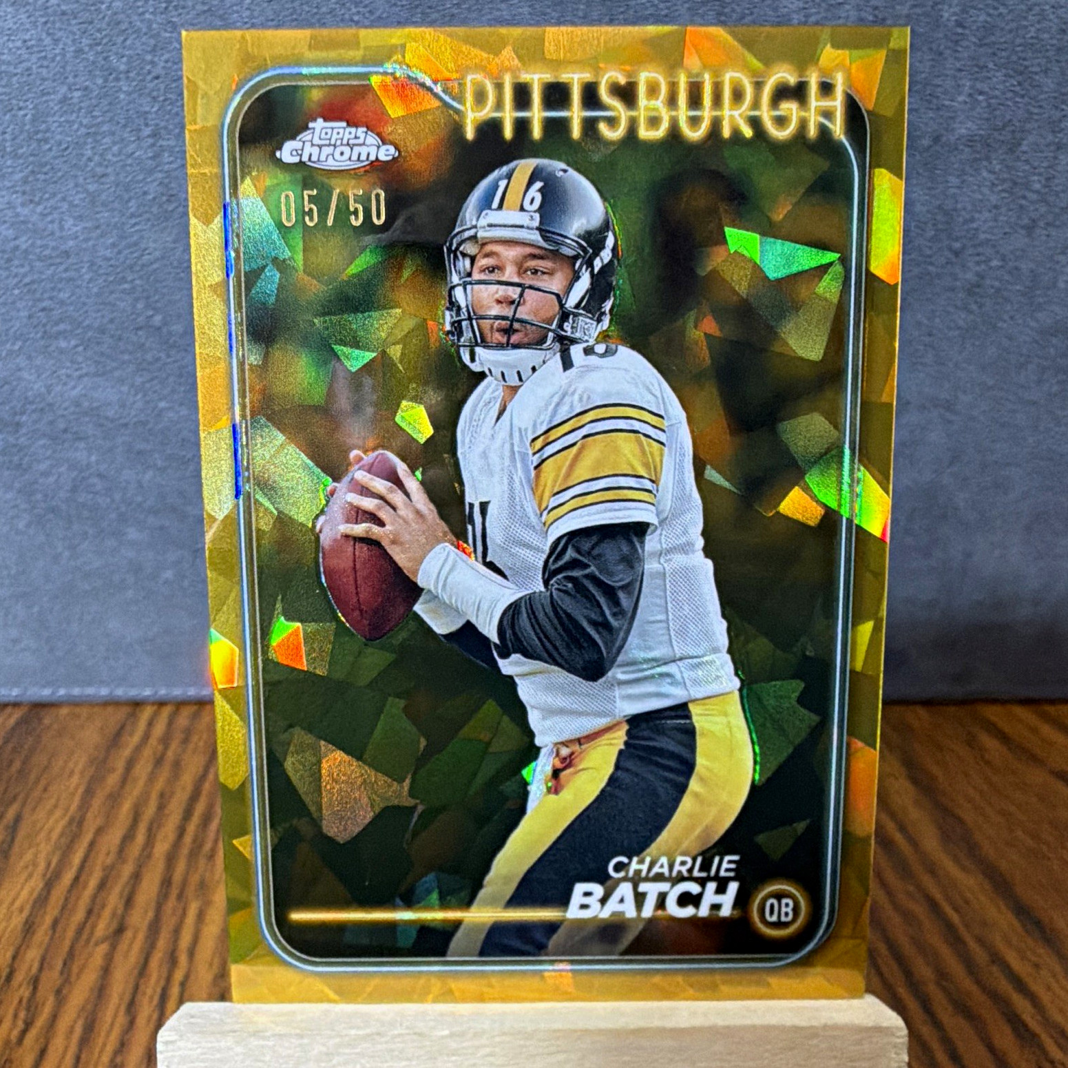 Topps Chrome 2024 Charlie Batch Pittsburgh Steelers #168 Gold Sapphire # 05/50