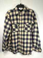 Vintage 70s Woolrich Plaid Flannel Shirt Men’s Large Jacket Chore Coat USA Wool