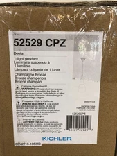 Kichler 52529CPZ Deela 17 in. 1-Light Champagne Bronze Pendant Opal Glass