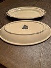 VINTAGE Pair of Sterling China Platters East Liverpool Ohio Desert Tan w/Stripes — photo 7