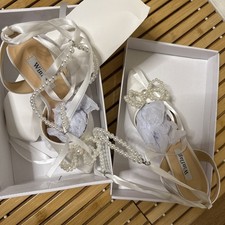 Women  s Size 8.5 White Pearl Wedding bridal high heel Shoes Brand New Shoe