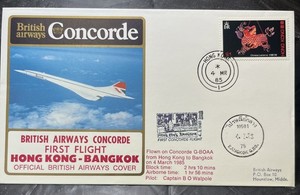 Concorde First Flight Postal Cover Hong Kong - Bangkok 1985 With COA