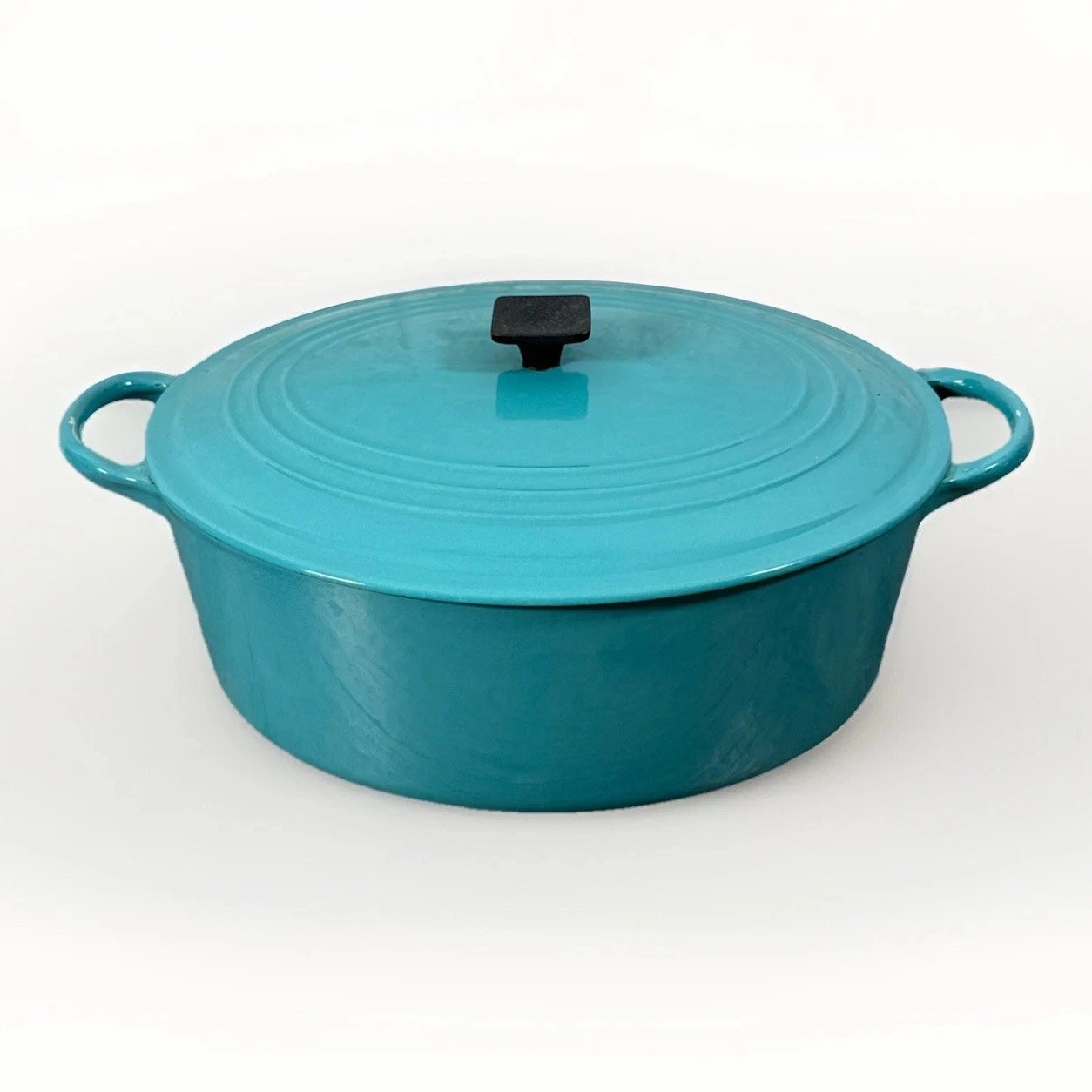 RARE Vintage LE CREUSET Oval Dutch Oven Paris Blue 6.75 Qt "G" Ribbed 1950s