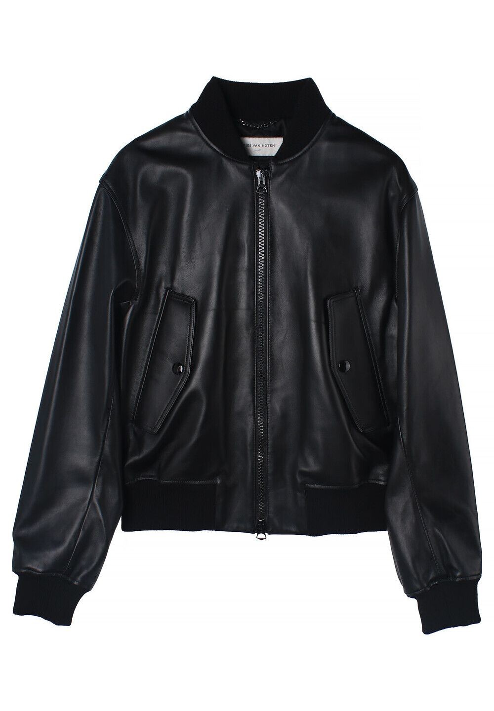 Dries Van Noten LANVERS Leather Bomber Jacket Black 2220218015413900 37937509