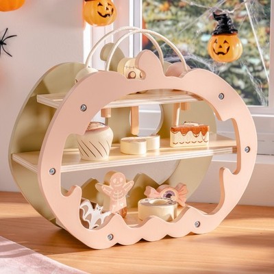 Robud Wooden Halloween Candy & Pumpkin Display Set for Toddlers Indoor Decor