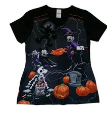 Disney Micky Minnie Halloween Sz S Scrub Top New without tags Trick or treat