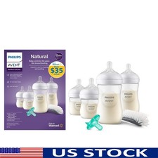 Newborn Baby Bottle Set W/ Natural Nipple Brush Soothie Pacifier Essentials