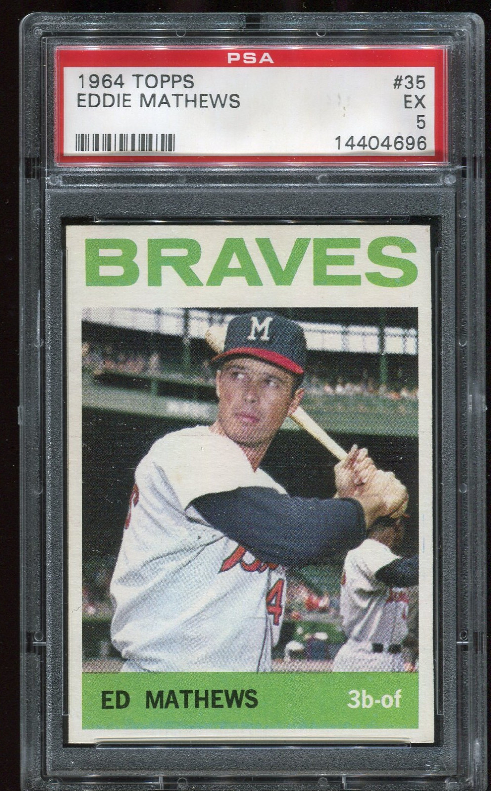1964 Topps #35 EDDIE MATHEWS PSA 5! EX! Nicest 5 u will ever see!