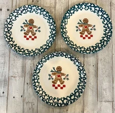 SET OF 3 Tienshan Folkcraft Gingerbread Man Holiday Dinner Plates 10.25"