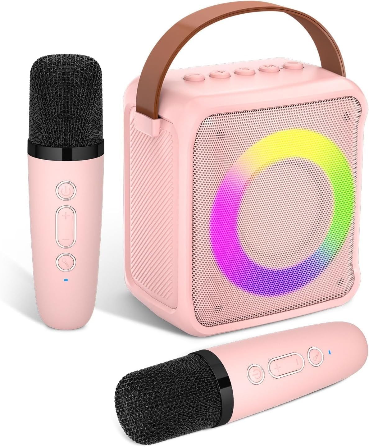 Machine karaoké portable avec 2 micros et LED : cadeau enfant et ado