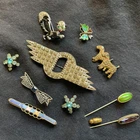Lot of 10 Vintage Costume Estate Jewelry Pins Brooches Mixed Lot Enamel Stone