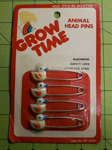 Vintage Grow Time Diaper Pins Ducks Stainless Steel Rustproof NEW Sealed - Bild 4 von 7