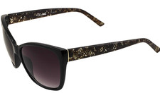SUNGLASSES-Black Oversized Square Frames w/ Speckled Arms Fashion Glam Statement