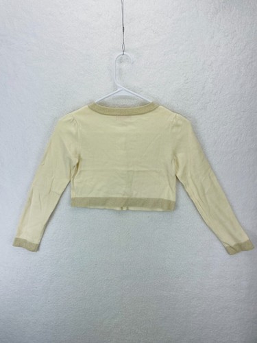 Lilly Pulitzer Cardigan Girls Size L 8/10 Ivory Shimmer Bow Long Sleeve Sweater - Picture 7 of 8