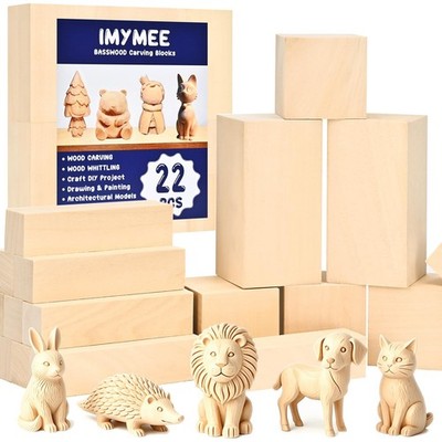 Basswood Carving Blocks-22PCS Whittling Wood Blocks Wood Carving Kit with 3 D...