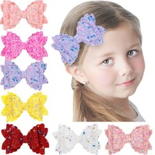 Toddler Baby Girls Large Sequin Glitter Sparkle Novelty Bow Hair Clips Accessory