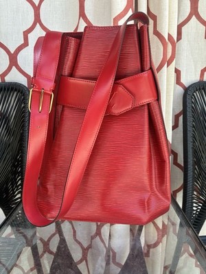 Louis Vuitton Sac d'Epaule Bucket Bag GM Red Leather