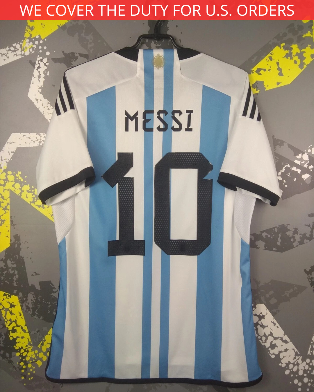 Messi Argentina Team Jersey World Cup 3 Stars Home Shirt 2023 Adidas Men L ig93