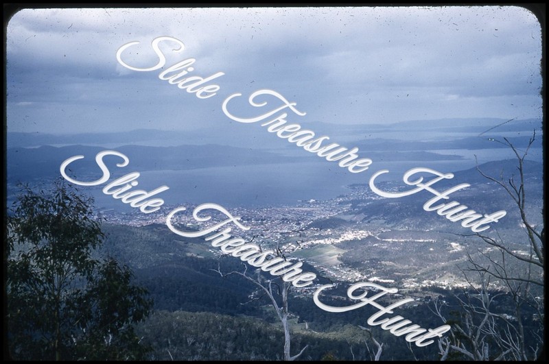 Hobart Tasmania Australia City View 35mm Slide 1950s Red Border Kodachrome