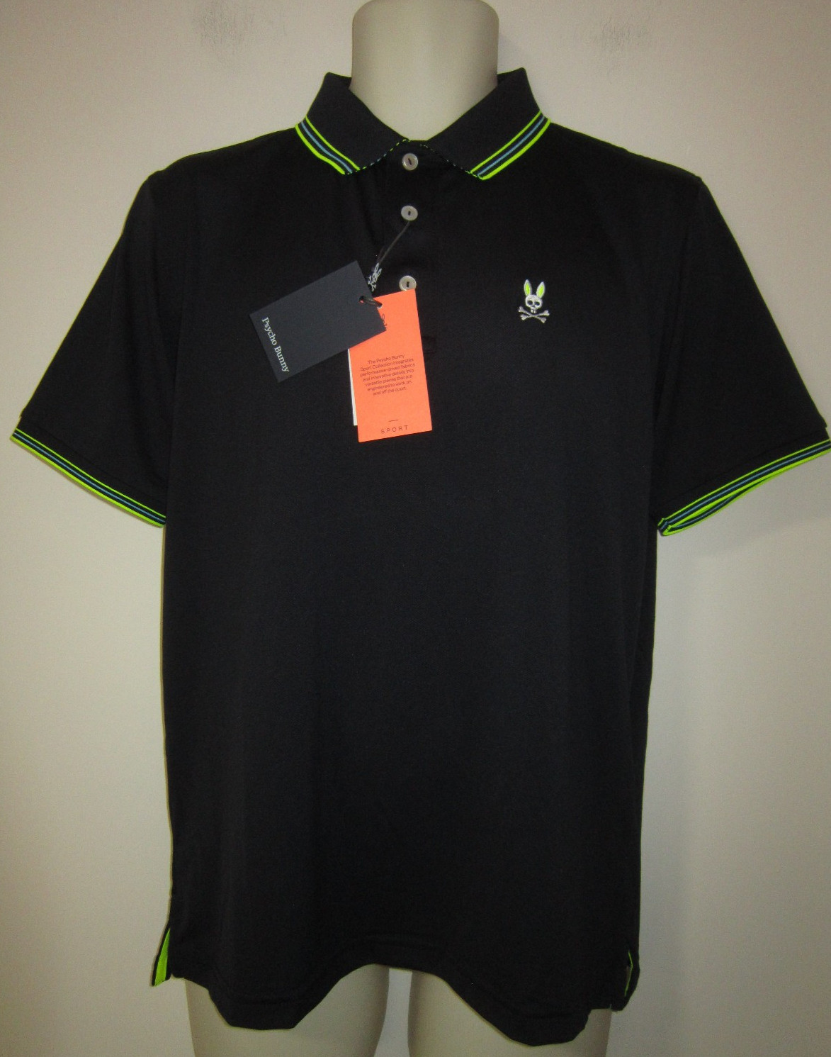 PSYCHO BUNNY Desoto Pique Sport Performance Polo Shirt Navy Sz 6 L 14090₽