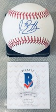 JT BRUBAKER WITH #34 LICENSED BECKETT AUTHENTICATED SIGNED NEW MANFRED BASEBALL