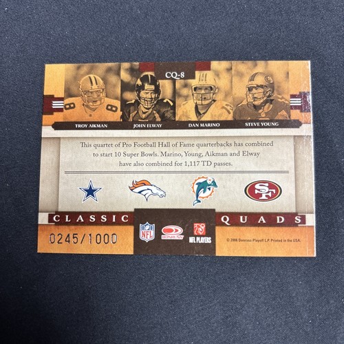 2008 Donruss Classics Classic Quads /1000 John Elway Troy Aikman Dan Marino CQ-8 - Bild 6 von 6