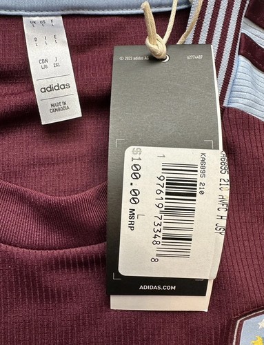 Adidas Aston Villa FC 24/25 Home Jersey Men’s Size Large Brand New $100 - Picture 8 of 8