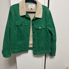 Galeries Lafayette Faux Shearling-lined Corduroy Jacket. Size 44 Green Color