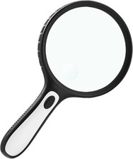 Handheld Lighted Magnifying Glass, 3-30X 60X, Large Size with LED Light