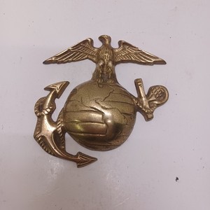 Vintage USMC Brass Globe Emblem 5"×5"