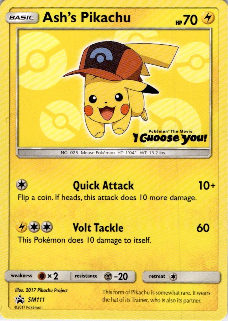 2017 Pokemon S & M Black Star Movie Promo Ash's Pikachu I Choose You No. SM111