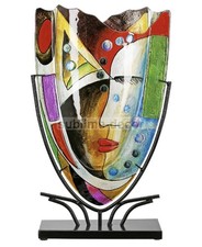 ENORME vaso 50 cm Picasso tributo arte vetro faccia su supporto incredibile astratto